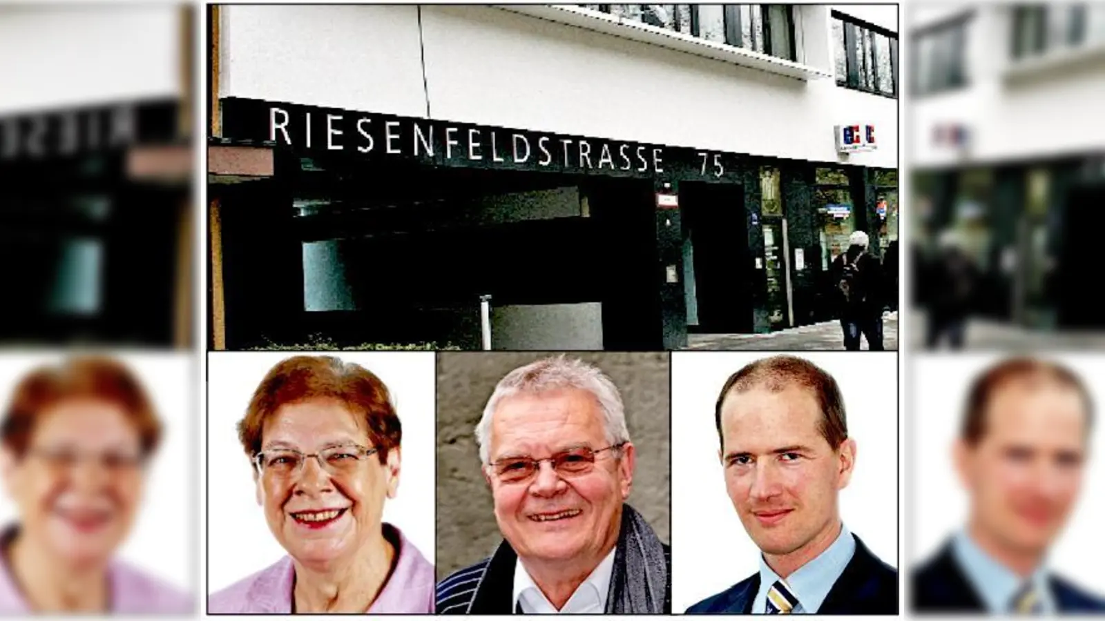 Das soll es bald nicht mehr geben: das Bürgerbüro, in der Riesenfeldstraße 75. Die BA-Vorsitzenden Werner Lederer-Piloty (m.) und Thomas Auerbach sind begeistert von den neuen Plänen. Antonie Thomsen äußerte sich noch nicht.  (F: ws/Archiv)