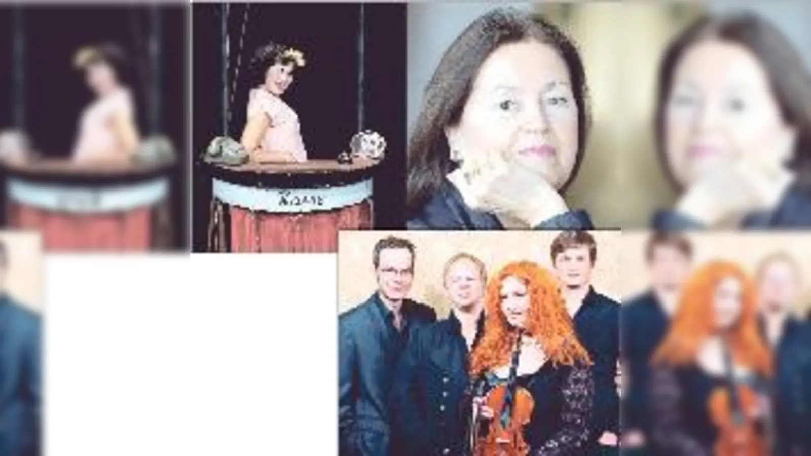 Mimi Bretzl (oben links) spielt Theater, Asta Scheib liest zu Carl Spitzweg  und das Martina-Eisenreich-Quartett vereint Weltmusik, Klassik und Jazz.   (Foto: Peter Genz, Catherine Hess, Martina Eisenreich)