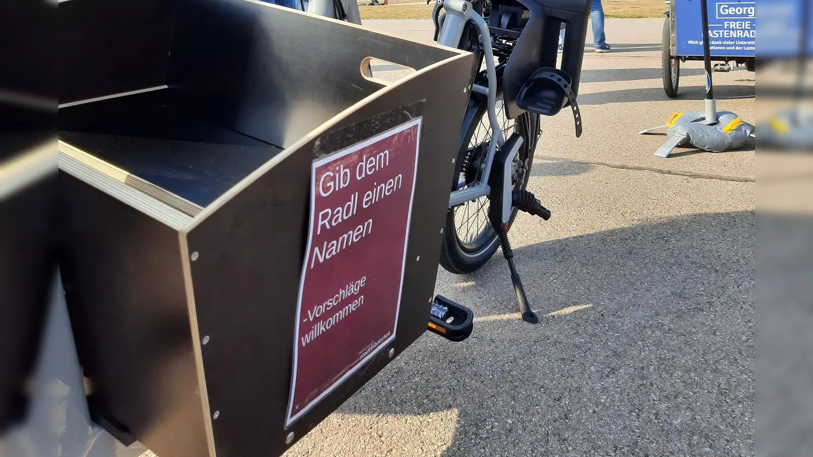 „Gib dem Radl einen Namen“: Name gesucht fürs Sendlinger Lastenfahrrad. (Foto: privat)