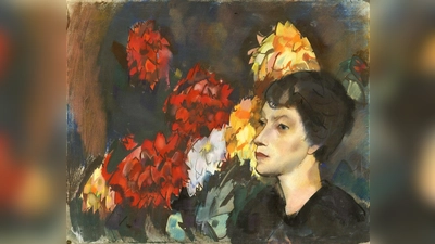 „Frau mit Blumen” von Otto Herbig, Pastell auf Papier/Leinwand aus der Sammlung Hierling. (Foto: VG Bild-Kunst 2022)