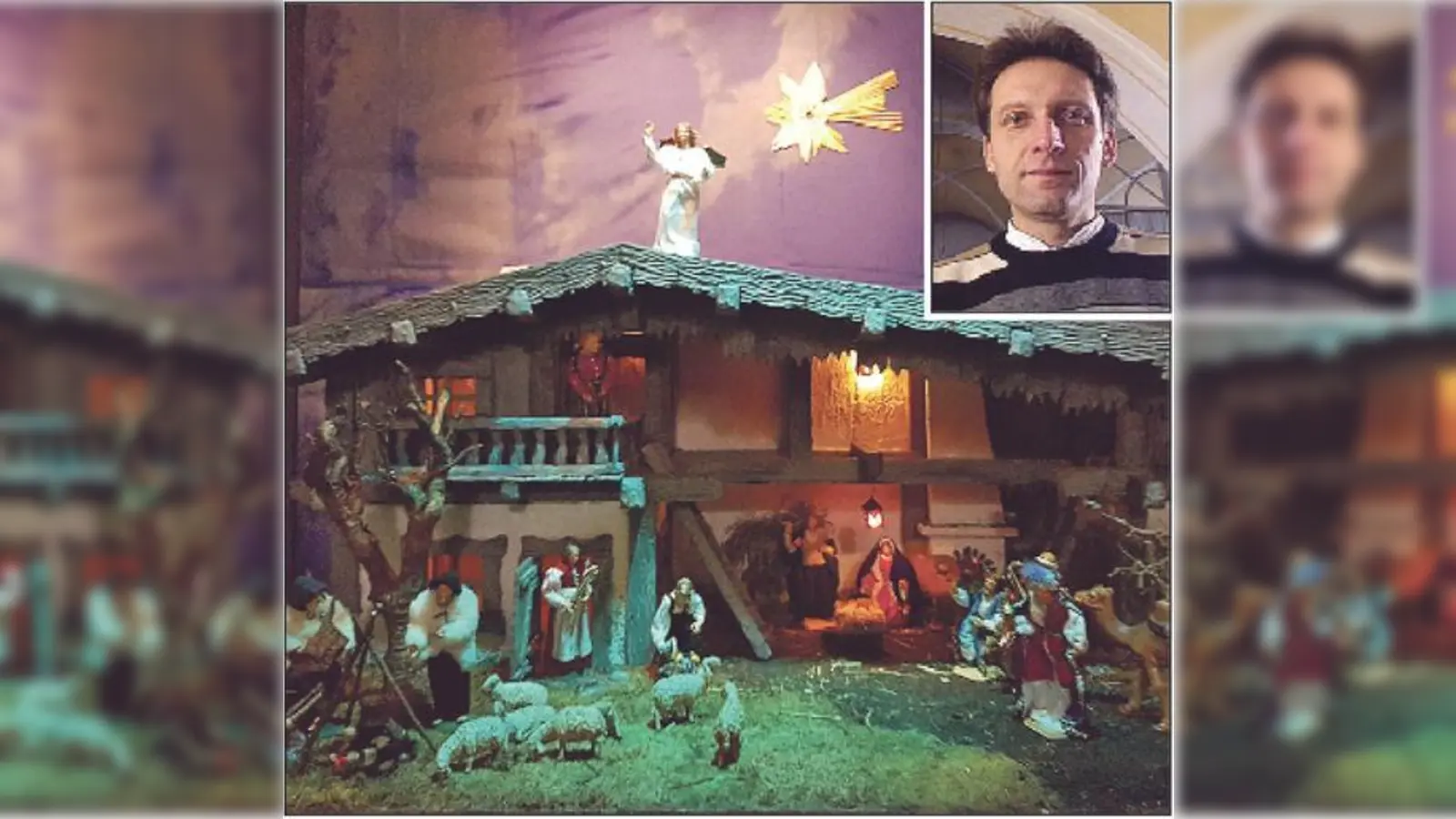 Unser Bild zeigt die Krippe in der evangelischen Kirche St. Johannes am Preysingplatz. Pfarrer Holger Forssman (kleines Bild) schreibt exklusiv die Weihnachtsbotschaft für den Haidhausener Anzeiger.	 (Fotos: privat)