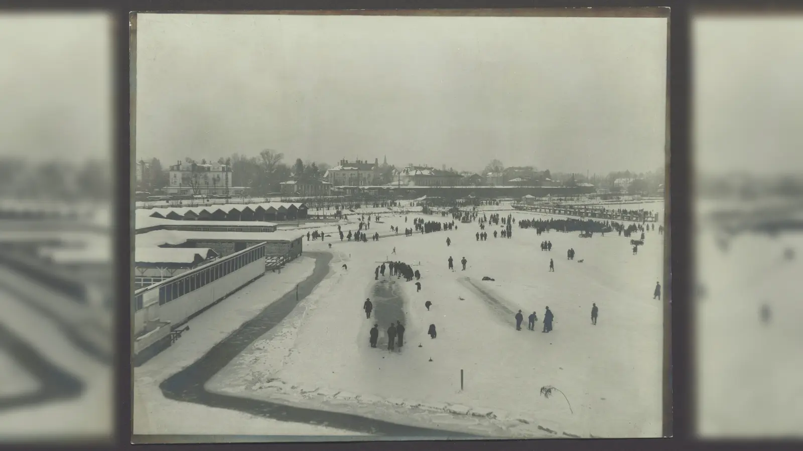 Eisstockschützen im Jahre 1929 auf dem zugefrorenen Starnberger See (Foto: Stadtarchiv Starnberg)