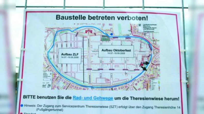 Radler und Fußgänger sollen weite Umwege machen, weil die Bierhallen und Jahrmarktsbuden angeblich nur so sicher aufgestellt werden können. (Foto: tg)