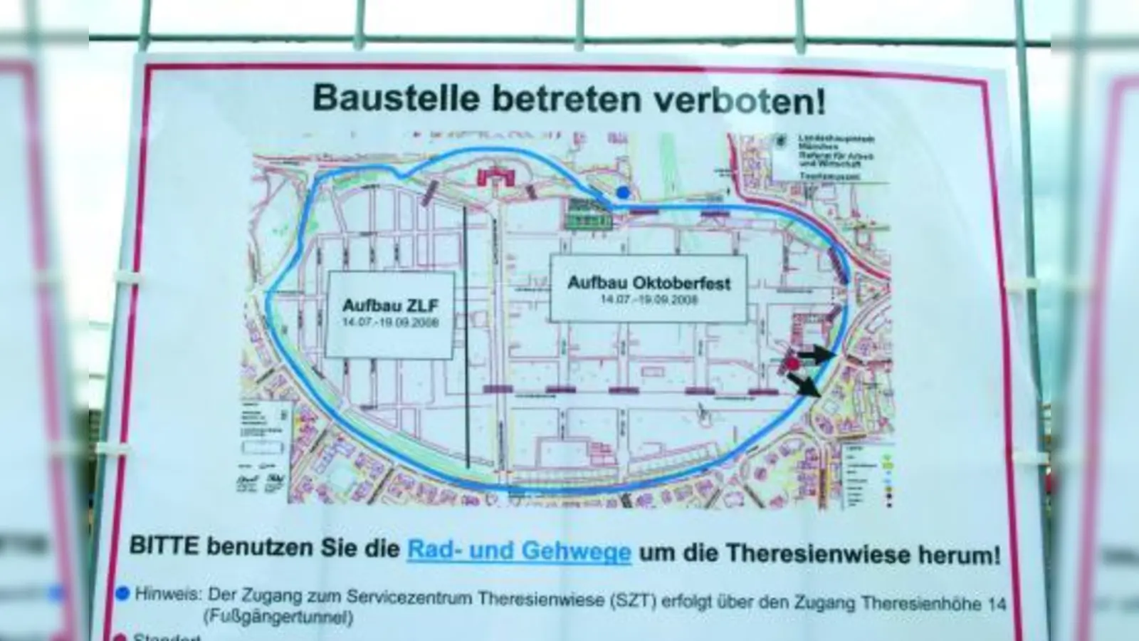 Radler und Fußgänger sollen weite Umwege machen, weil die Bierhallen und Jahrmarktsbuden angeblich nur so sicher aufgestellt werden können. (Foto: tg)