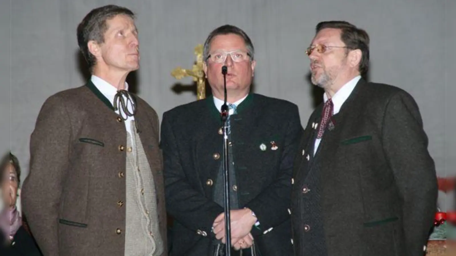 Der Schwanthalerhöher Dreigsang von links im Bild: Ade Lackermeier (1. Stimme), Andi Lackermeier (2. Stimme), Sepp Funk (3. Stimme). (Foto: Archiv/ Schwanthalerhöher Dreigsang)