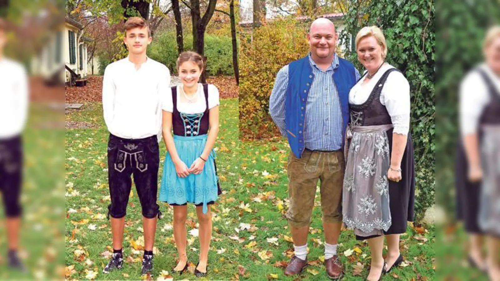 Die Prinzenpaare 2017/2018 der Faschingsgesellschaft Feringa: Das Kinderprinzenpaar Paulina I. und Dennis I. (li.) sowie Prinzessin Sylvia III. und Prinz Thomas IV. (re.) 	 (Foto: Verein)