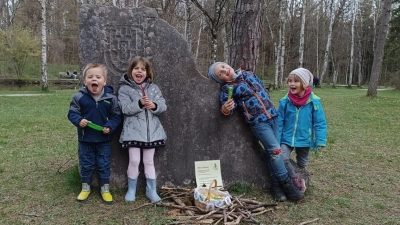 Großer Erfolg: Am Ende der Rallye wartete ein Osternester auf die Kleinen. (Foto: Städtischer Kindergarten Nepomuk)