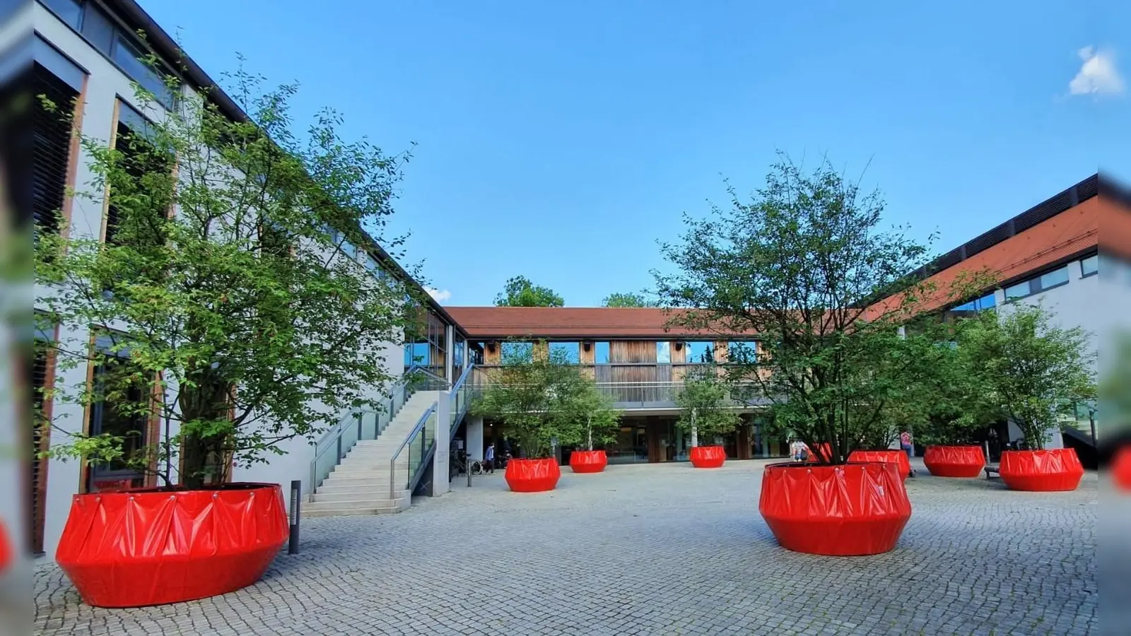 Insgesamt neun Kleinbäume der Art "Amelanchier lamarckii", haben im Innenhof der Seidl-Mühle einen Platz gefunden. (Foto: chrisgue-fotografie)