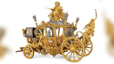 Auch er ist im Marstallmuseum zu sehen: der neuer Gala-Wagen König Ludwigs II., entworten von Franz Seitz, München, 1870/71. (Foto: © Bayerische Schlösserverwaltung, Rainer Herrmann/ Tanja Mayr)