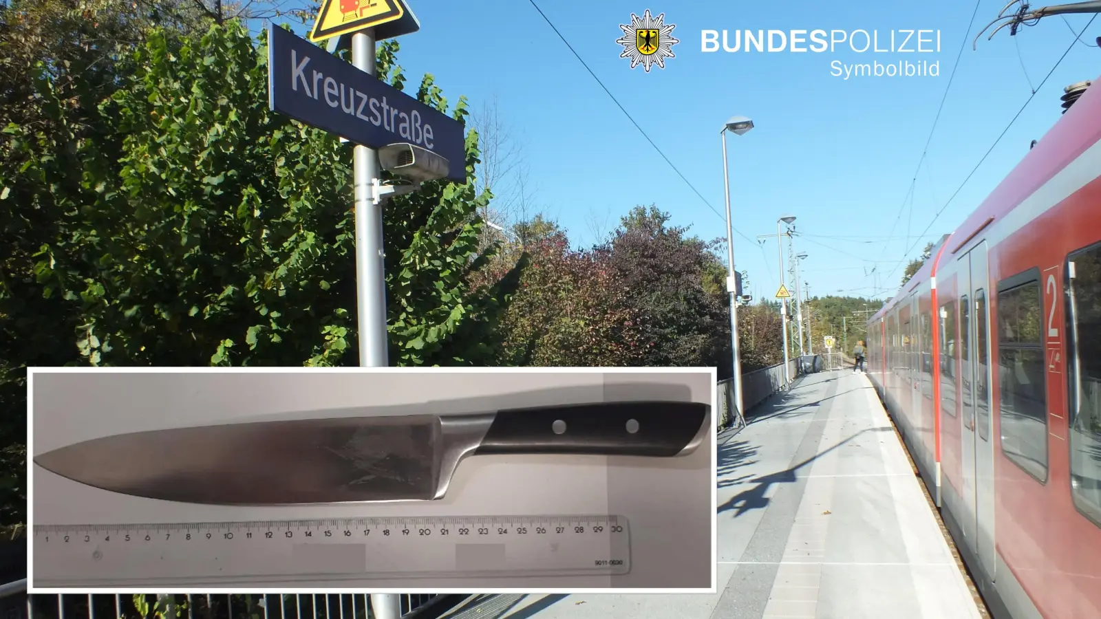 Passagiere in einer S-Bahn wurden von einem Mann mit einem langen Küchenmesser bedroht. Verletzt wurde zum Glück niemand.  (Foto: Bundespolizei)