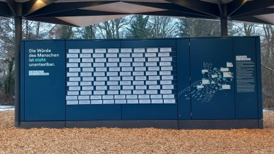 Die Bibliothek der Namen am kbo-Klinikum Haar: Für jeden der 4000 Ermordeten wurde eine eigene Tafel mit Namen und Lebensdaten hergestellt. (Foto: kbo-Isar-Amper-Klinikum)