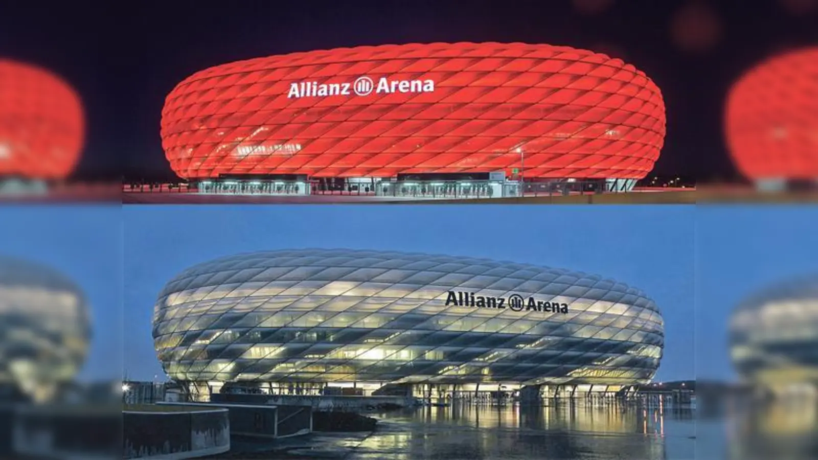 Wer findet den Unterschied? Am kommenden Samstag wird das Licht des Stadion-»Kissens« für eine Stunde symbolisch ausgeschaltet sein. 	 (Foto: Allianz Arena/B. Ducke)