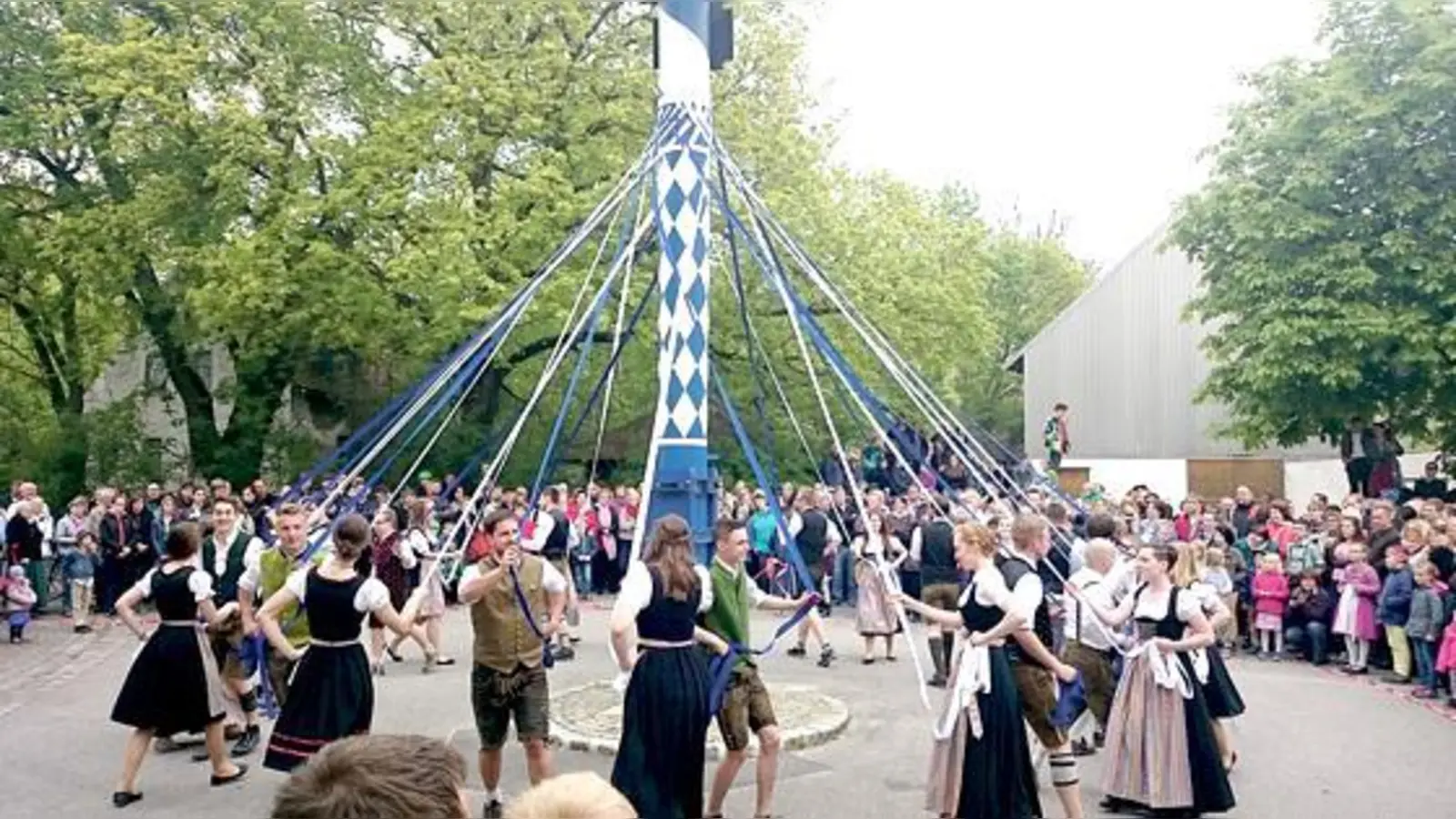 Im Neufahrner Ortsteil Mintraching steht seit 1. Mai wieder ein Maibaum. Und heuer kamen die Besucher besonders zahlreich. 	 (Foto: Stefan Dohl)