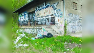 So werden Aubingbesucher, die mit der S-Bahn von München kommen, direkt vor dem Bahnhof begrüßt: Mit dem Blick auf ein zunehmend verwahrlostes Lagergebäude, dessen Umfeld immer häufiger als Müllablagerungsplatz benutzt wird. (Foto: Eva Schraft)