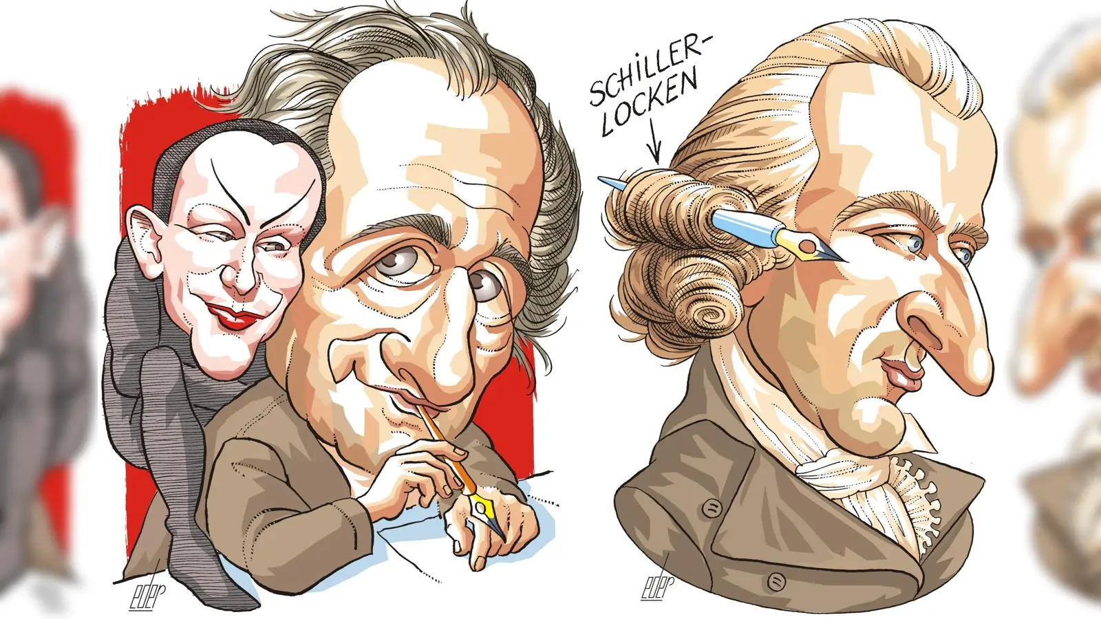 Auch Goethe und Schiller hat der Karikaturist Franz Eder verewigt. (Bild: Franz Eder)