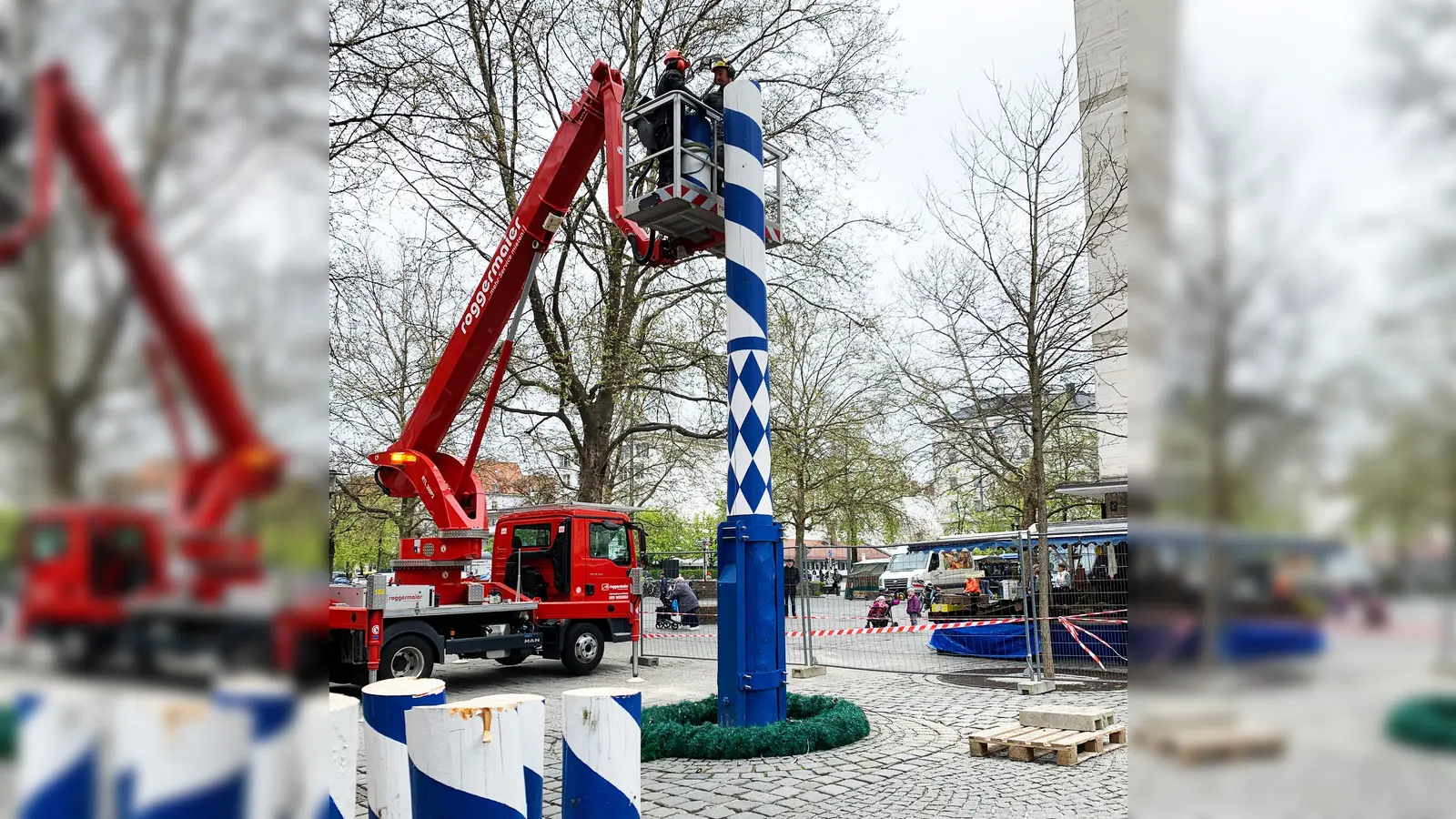 Der Maibaum am Rotkreuzplatz musste kurz vor dem Maifest gefällt werden. (Foto: Freunde Neuhausen e.V.)