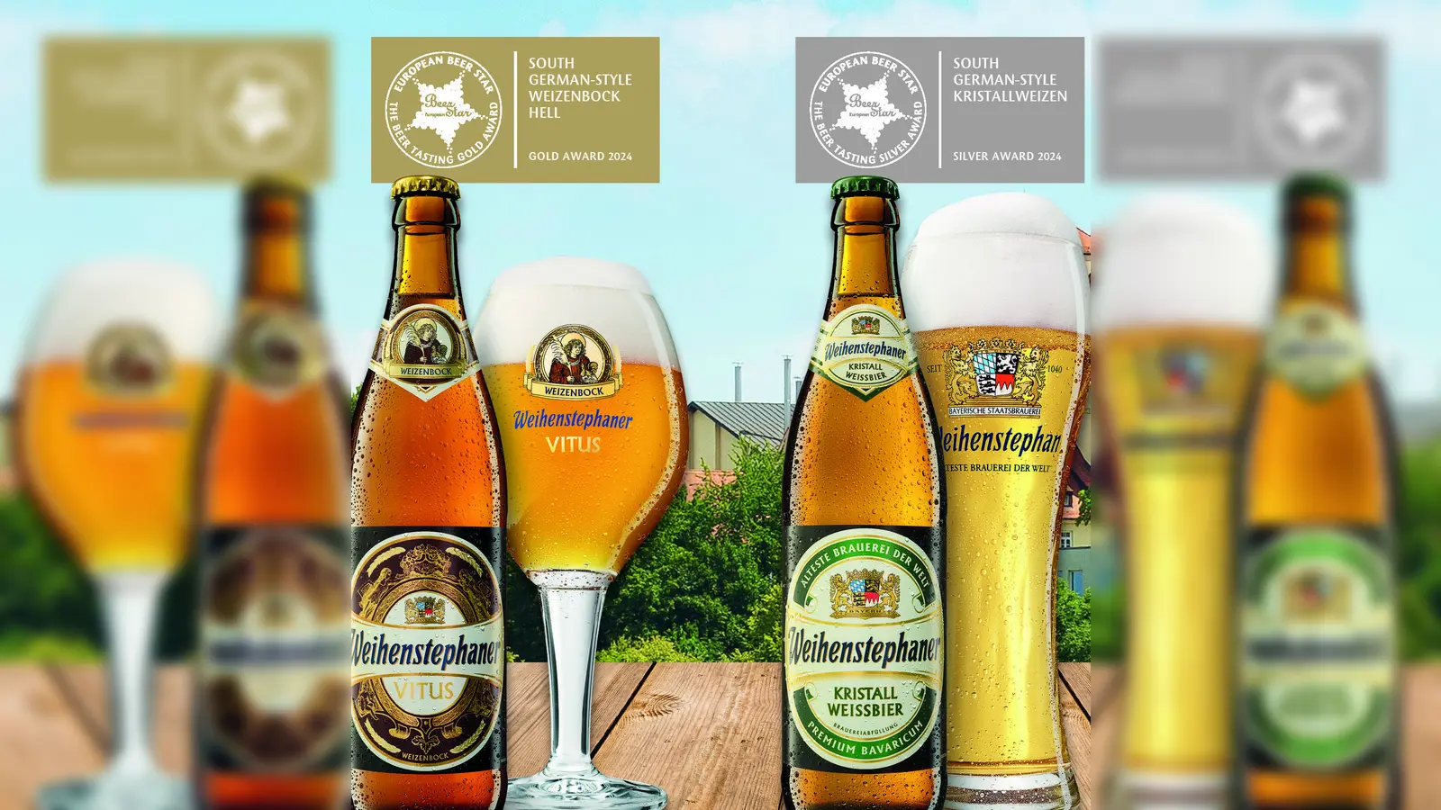 Gold für den Weizenbock Vitus, Silber für das Kristallweißbier:  (Foto: Weihenstephan)