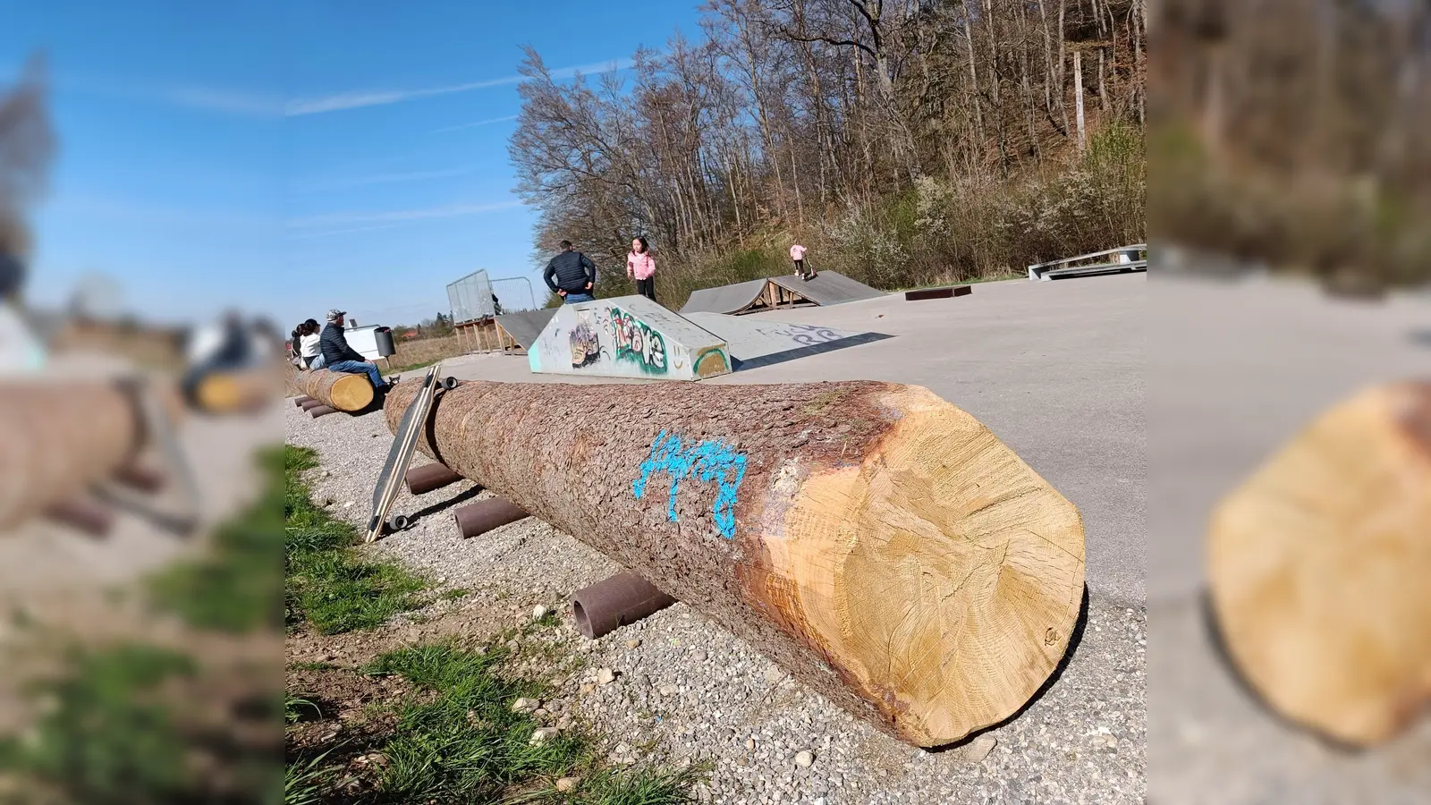 Die Baumstämme werden als Sitzgelegenheiten gut angenommen. (Foto: Gemeinde Gauting)