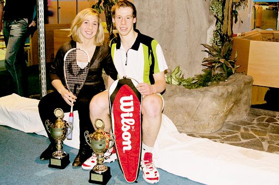 Die beiden Squash-Profis Sina Wall und Rudi Rohrmüler feierten ihre Erfolge. Foto: Squash-Insel